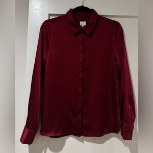 NWT a new day Burgundy Button Down Shirt